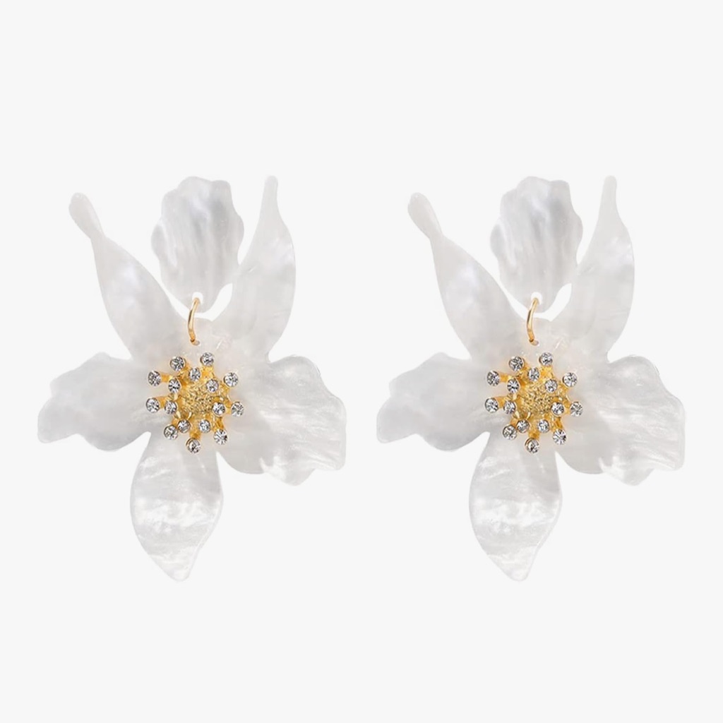 Fun Floral White Flower Earrings